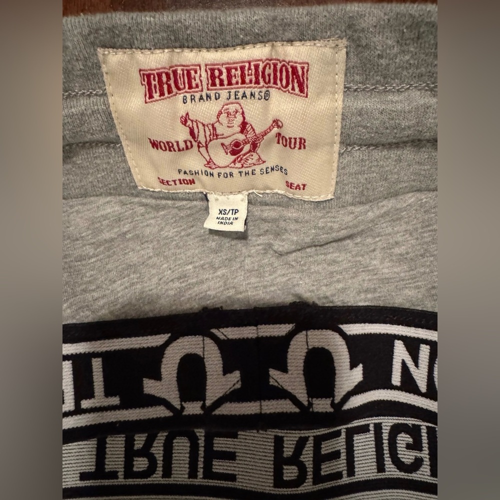 True Religion Heather Gray Hoodie and Jogger Tracksuit with Logo Accents XS - Picture 6 of 8